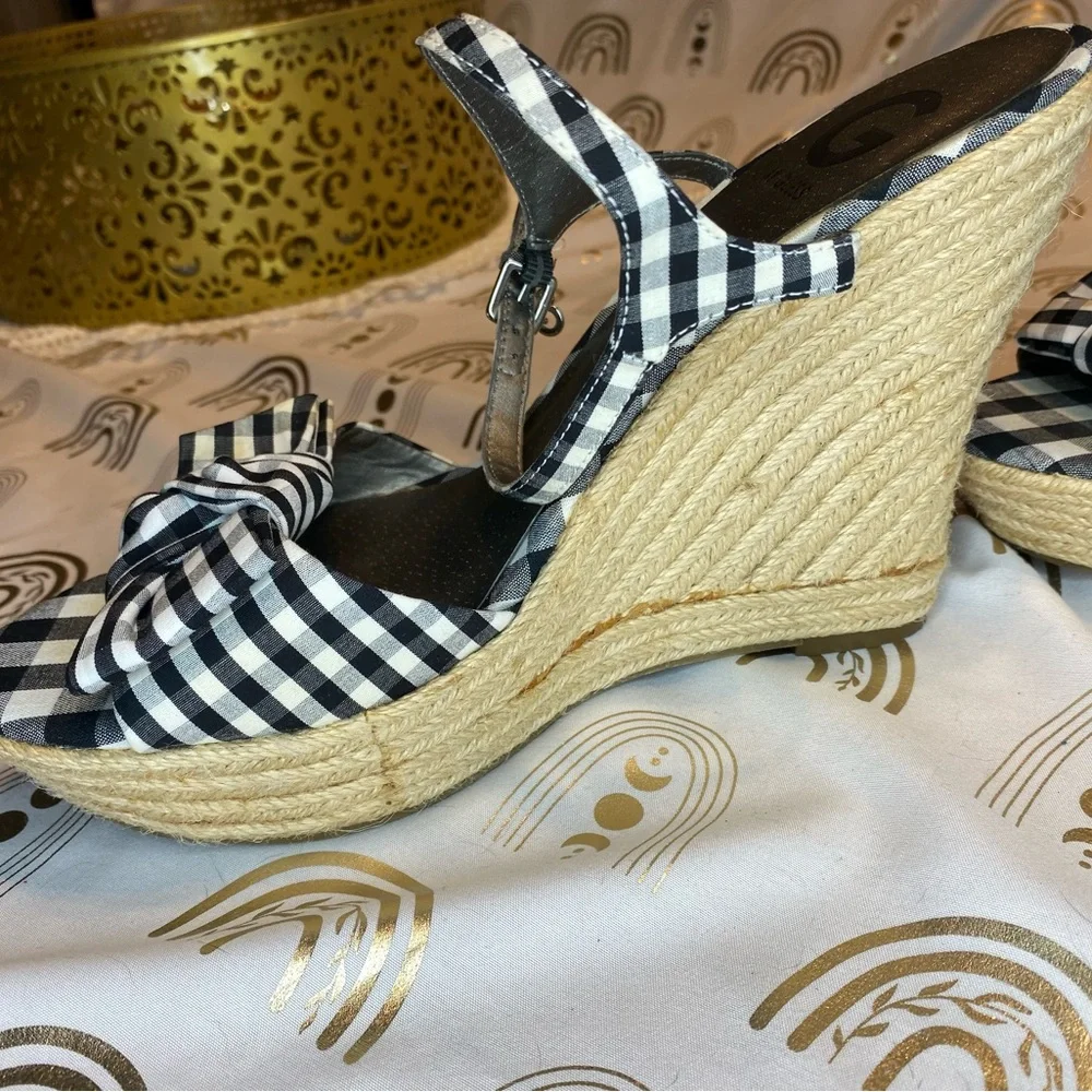 G by Guess Checkered Bow Sandals